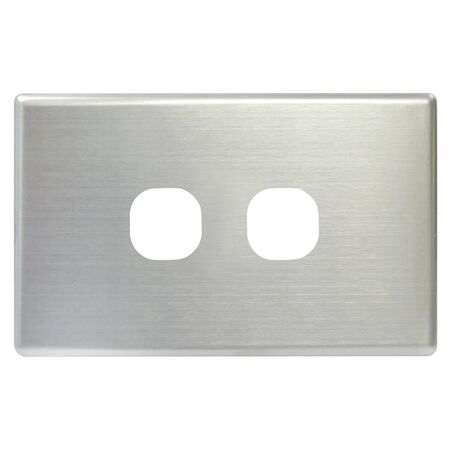 SWITCH COVER PLATE, 2 GANG BRUSHED SSTEEL, SUITS S SERIES