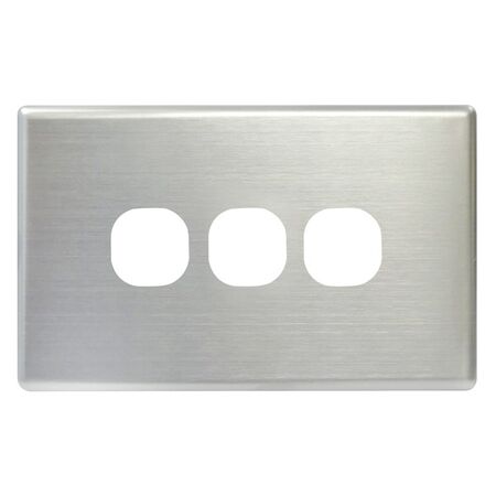 SWITCH COVER PLATE, 3 GANG BRUSHED SSTEEL, SUITS S SERIES