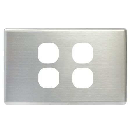 SWITCH COVER PLATE, 4 GANG BRUSHED SSTEEL, SUITS S SERIES