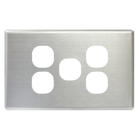 SWITCH COVER PLATE, 5 GANG BRUSHED SSTEEL, SUITS S SERIES