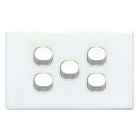 SWITCH, SLIM,HORIZONTAL,5 GANG 16A, TWO WAY