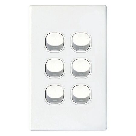 SWITCH, 16A, TWO WAY, 6 GANG VERTICAL