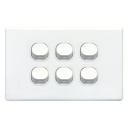 SWITCH, SLIM,HORIZONTAL,6 GANG 16A, TWO WAY