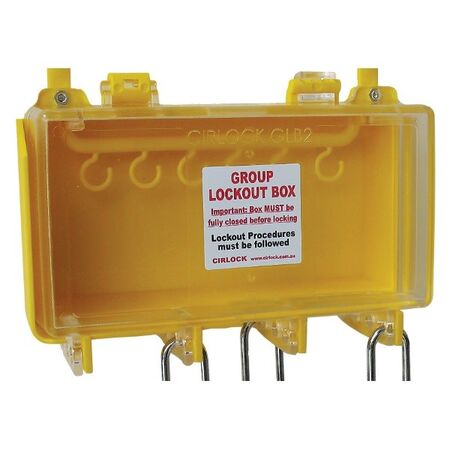 GROUP LOCK BOX, YELW W/CLR LID 16 LOCK POSITIONS