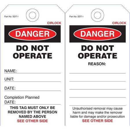 SAFETY TAG, POLY 140 x 75mm DANGER DO NOT OPERATE, [5] PK