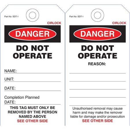 SAFETY TAG, CARDBOARD 140x75mm DANGER DO NOT OPERATE [100]