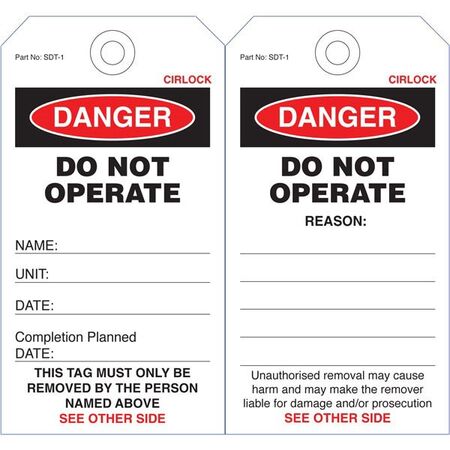 SAFETY TAG, POLY. 140 x 75mm DANGER-DO NOT OPERATE [25]