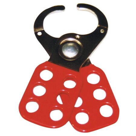 M/STL LOCKOUT HASP, 25mm JAWS RED VINYL COAT, HANG PACK