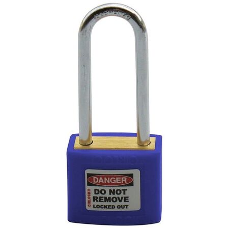 COLOUR CODED PADLOCK, BRASS 50mm SHACKLE, PURPLE, HANG PK
