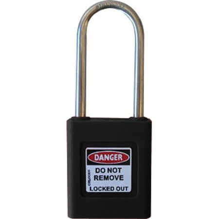 COLOUR CODED PADLOCK, PLASTIC 50mm SHACKLE, BLACK, HANG PK