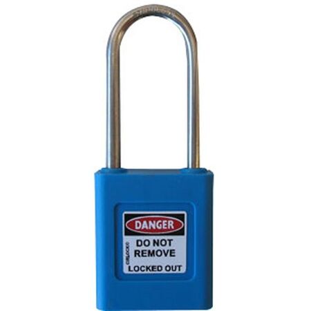 COLOUR CODED PADLOCK, PLASTIC 50mm SHACKLE, BLUE, HANG PK