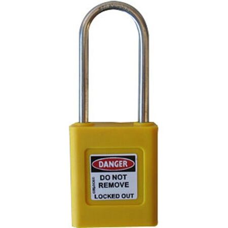 COLOUR CODED PADLOCK,PLASTIC 50mm,YELLOW,HANG PK,KEYED