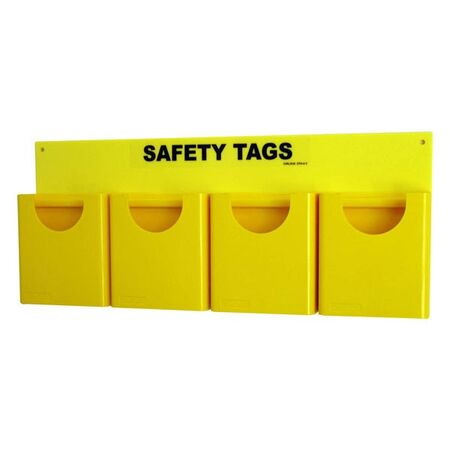 SAFETY TAG HOLDER, 4 POCKETS YELLOW
