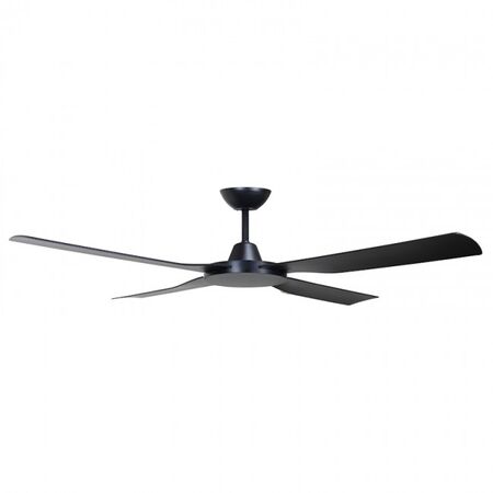 CEILING FAN, 52in DC 4 BLADE BLACK + RC & WALL CONTROLLER