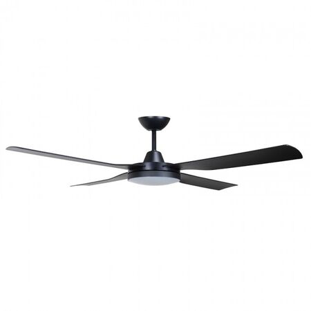 CEILING FAN, 52in DC 4 BLADE BLACK + LIGHT, RC & W/CONTROL