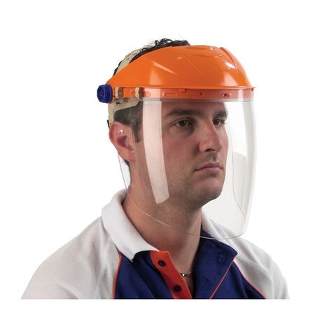 FACE GUARD, COMPLETE WITH CLEAR VISOR, ADJ, HI IMPACT