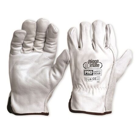 GLOVES, RIGGERS COW GRAIN HIDE NATURAL, GREY, X LARGE