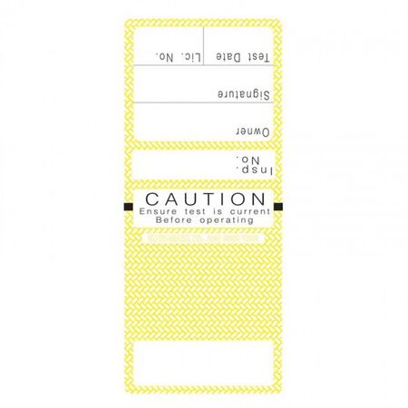 TEST TAGS, S/LAMINATING RECT YELLOW (SEP~NOV) [100]