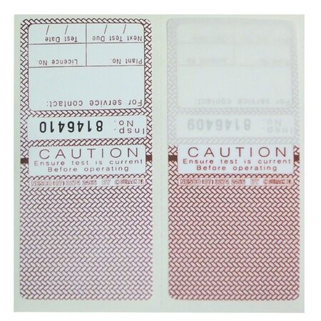 TEST TAGS, S/LAMINATING RECT BURGUNDY (5 YEARLY) [100]