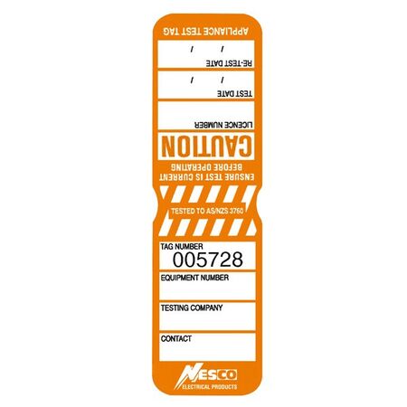 TEST TAGS, H/DUTY RECT ORANGE (JAN~JUNE) [100]