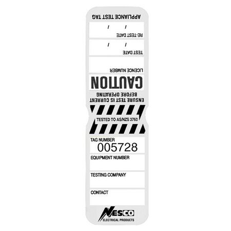 TEST TAGS, H/DUTY RECT WHITE (JUL~DEC) [100]