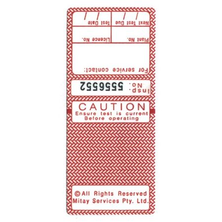 TEST TAGS, S/LAMINATING RECT RED (DEC~FEB) [100]