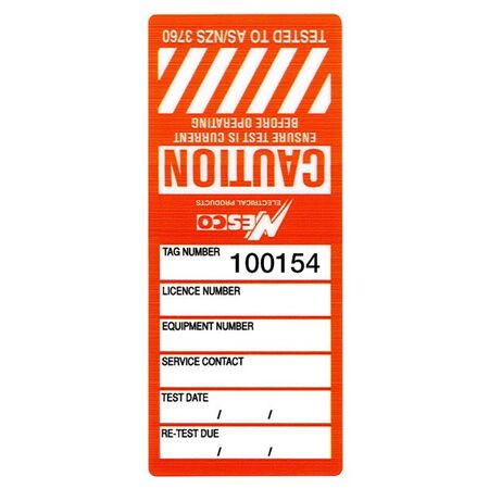 TEST TAGS, S/LAMINATING RECT ORANGE (JAN~JUNE) [100]