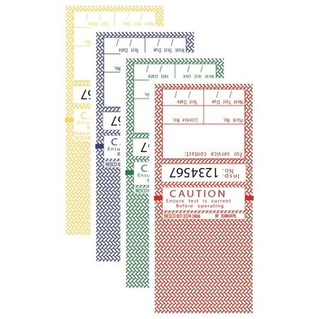 TEST TAGS, S/LAMINATING RECT RAINBOW (25 RD/GN/BL/Y) [100]