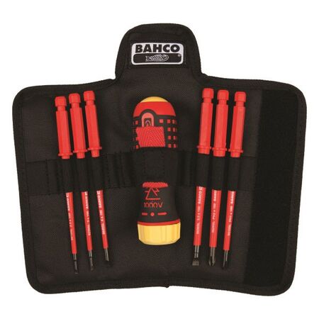 SCREWDRIVER SET, ERGO, 1000V RATCHET, POZI DRIVE, [7] PIECE