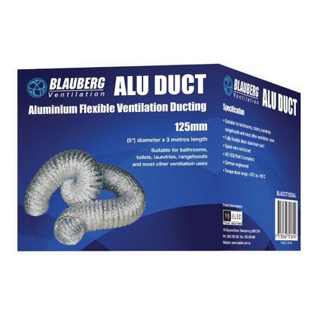 DUCT, COAT/FLEX, 125mm x 3m ALUMINIUM
