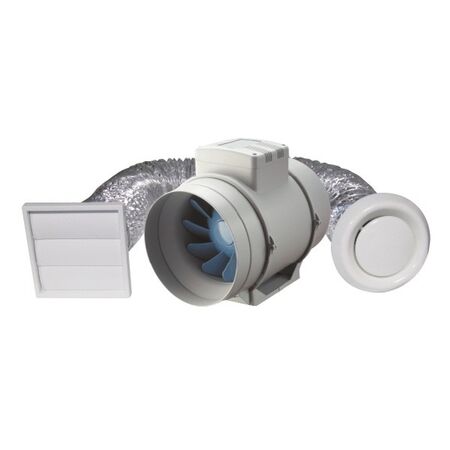 INLINE/SHOWER FAN KIT 150mm INCLUDES 3m OF DUCT & GRILLES