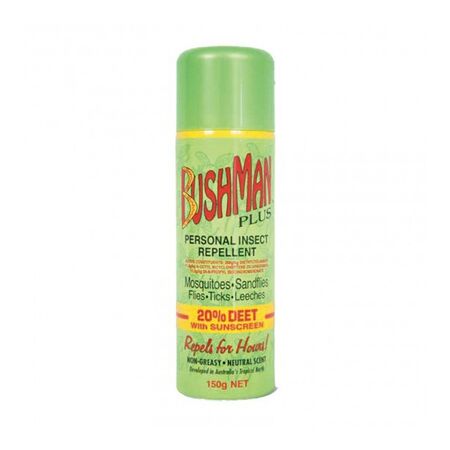 BUSHMAN PLUS 150gm AEROSOL 20% DEET WITH SUNSCREEN