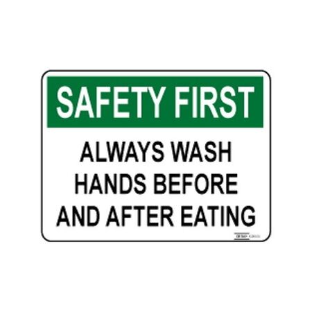 SIGN, NOTICE 450 x 600mm METAL WASH HANDS BEFORE AND AFTER