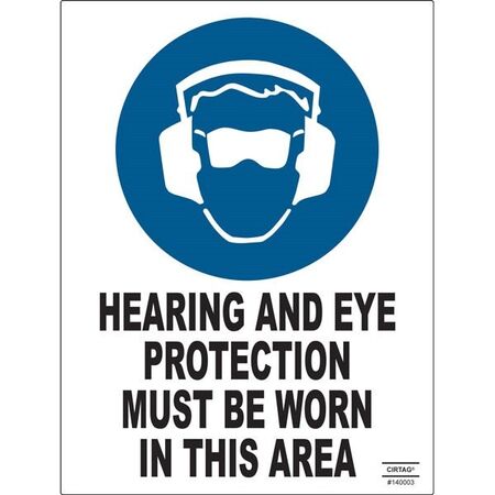 SIGN, 225 x 300mm METAL HEARING & EYE PROTECTION