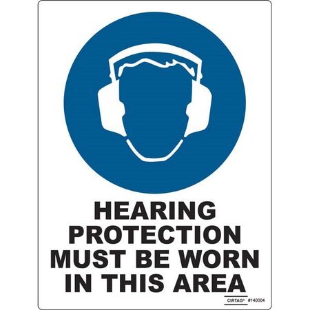 SIGN, 450 x 600mm POLY HEARING PROTECT MUST BE WORN