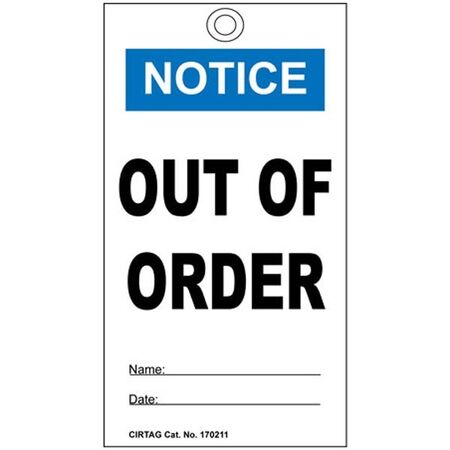 TAG 140 x 75mm POLY OUT OF ORDER [10]