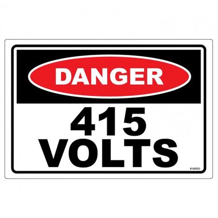 LABEL, DANGER, 100 x 67mm VNYL 415 VOLTS [10]