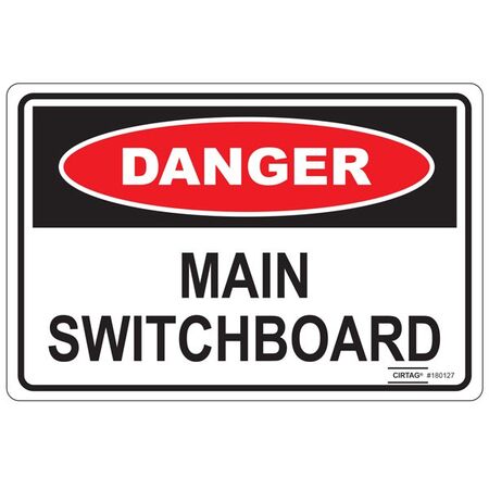 LABEL, 60 x 40mm VINYL DANGER, MAIN SWITCHBOARD [10]