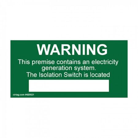 SOLAR LABEL - 130 x 70mm PREMISES CONTAINS ESG [5]PK