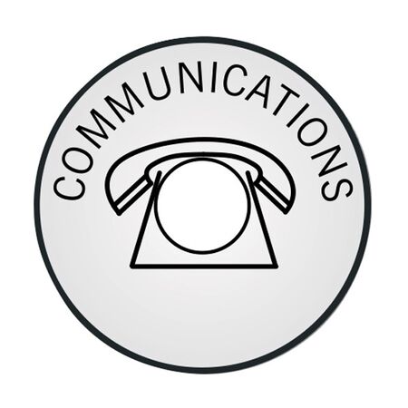 ID CIRCLE, SS,'COMMUNICATIONS' 38mm DIA x 1.6mm