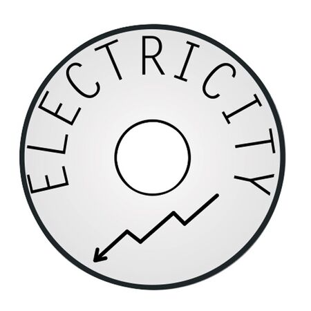 ID CIRCLE, SS, 'ELECTRICITY' 38mm DIA x 1.6mm