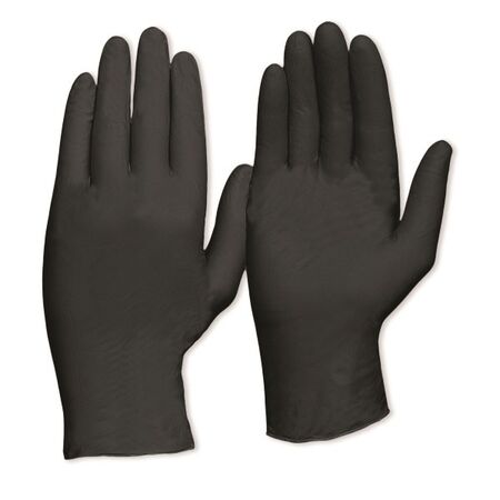 GLOVES, NITRILE BLACK H/DUTY POWDER FREE, LARGE [100]