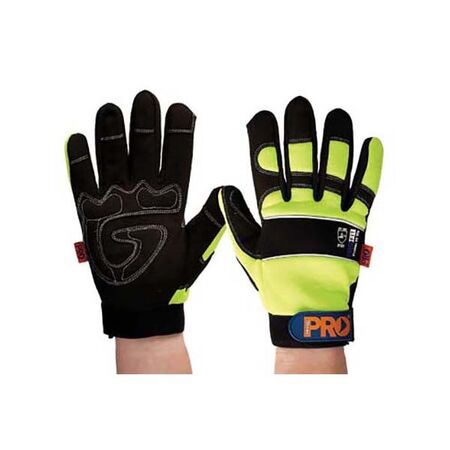 GLOVES, PRO-FIT HI-VIS YELLOW SYNTHETIC NON-SLIP PALM,XLARGE