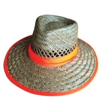 STRAW SUN HAT, LIGHTWEIGHT HI-VIS BAND, MEDIUM