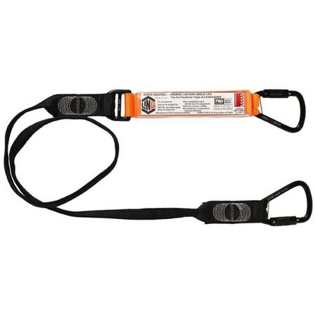 LANYARD, 2m WEBBING SHOCK ABSORBING, 2 x KARABINER