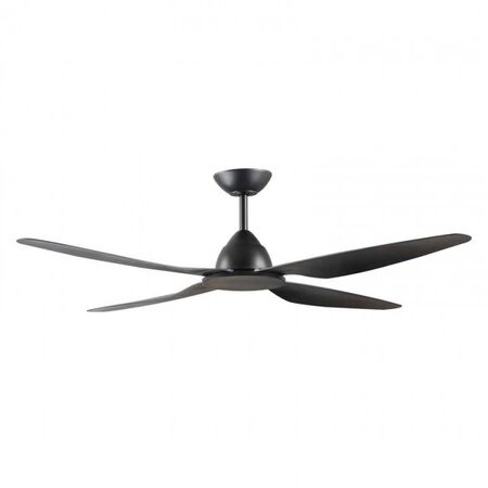 CEILING FAN, 52in DC 3/4 BLADE BLACK + RC & WALL CONTROLLER