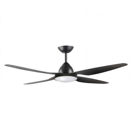 CEILING FAN, 52in DC 3/4 BLADE BLACK + LIGHT, RC & W/CONTROL