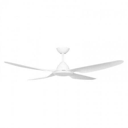 CEILING FAN, 52in DC 3/4 BLADE WHITE + LIGHT, RC & W/CONTROL