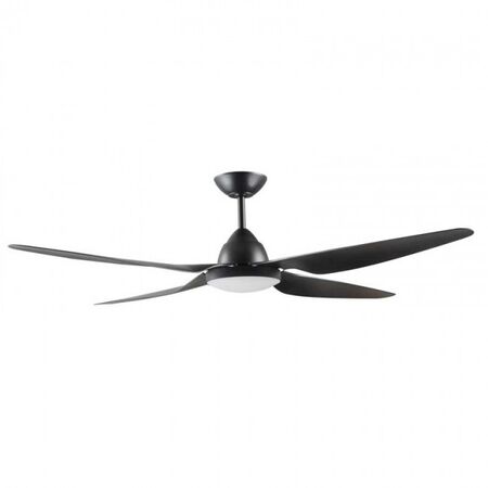 CEILING FAN, 58in DC 3/4 BLADE BLACK + LIGHT, RC & W/CONTROL