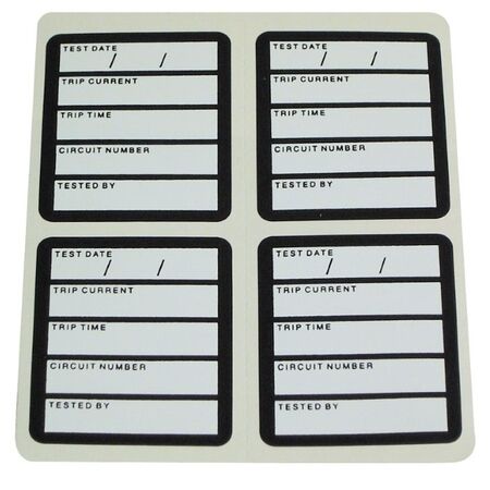 TEST TAGS, RCD, BLACK 42.5mm x 48.5mm, [100] PK
